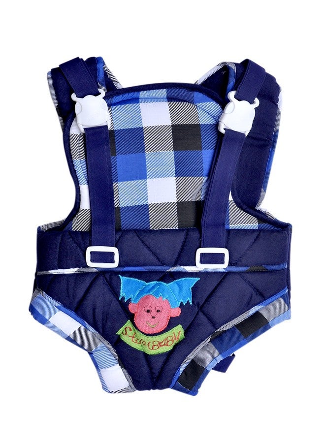 Good Luck-Adjustable Hands-with 4-in-1 Baby Carrier Bag,Carry Bag,Kangaroo Bag, Front Carry Bag with Comfortable Head Support & Buckle Straps (Carry Bag Dark Blue Check) - Image 1