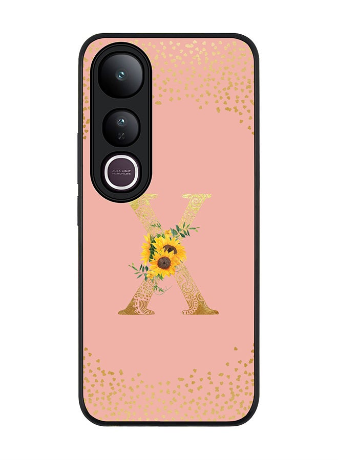 Stylizedd For vivo V50 Lite Case,Slim fit Camera Protection, Shockproof Thin Phone cover  - Custom Floral Monogram - X  (Rose Pink )