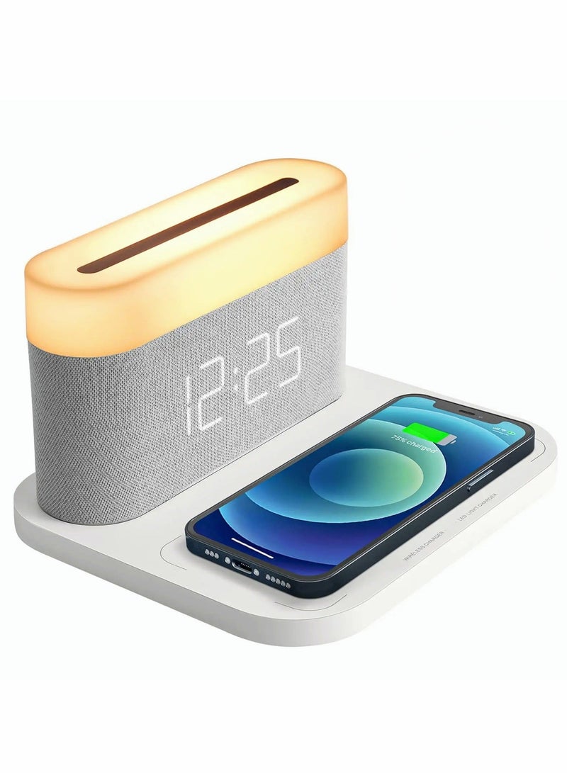 Y&D Digital Alarm Clock with LED Night Light Wireless Charging 15W Max Touch Bedside Lamp 5-100% Adjustable Brightness,12/24Hr,Snooze,QI Charger,Bedroom - Image 1