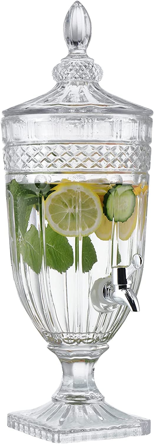 Wringo 2 Litre Glass Iced Drink Dispenser with Spout & Tap, Glass Lid Beverage Dispenser for Beer, Water, Cocktails, Detox Drinks & More, Perfect for Parties & Events,Daily Uses (WR-04) - Image 1