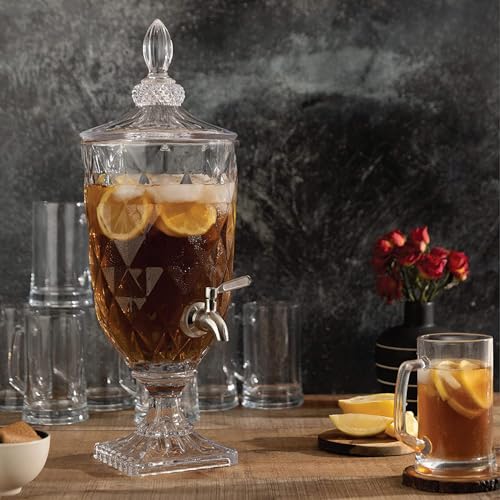 Wringo 2 Litre Glass Iced Drink Dispenser with Spout & Tap, Glass Lid Beverage Dispenser for Beer, Water, Cocktails, Detox Drinks & More, Perfect for Parties & Events,Daily Uses (WR-04) - Image 5