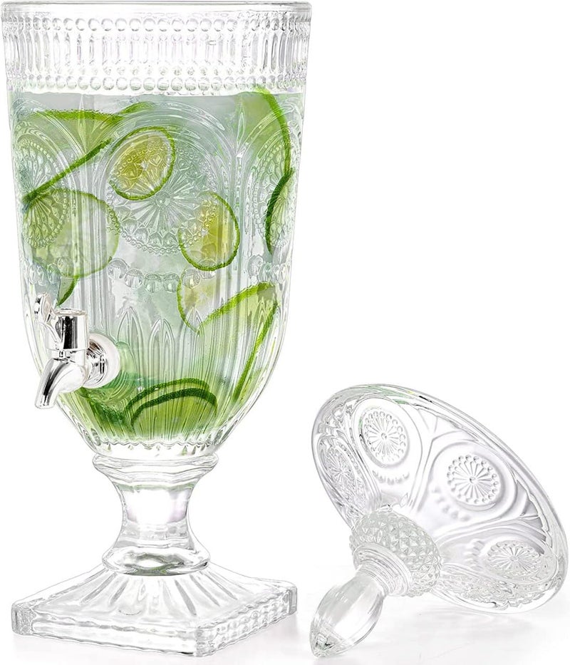 Wringo 2 Litre Glass Iced Drink Dispenser with Spout & Tap, Glass Lid Beverage Dispenser for Beer, Water, Cocktails, Detox Drinks & More, Perfect for Parties & Events,Daily Uses (WR-04) - Image 2