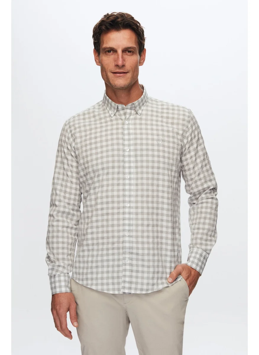 D'S DAMAT D'S Groom Slim Fit Gray Plaid Checkered Shirt 7HC02ORT09265