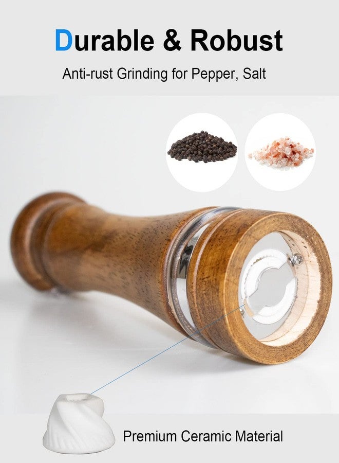 TooWoom Pepper Grinder Salt Grinder Wooden Pepper Mill Grinder w/Adjustable Coarse, 8 inch Tall Wood Refillable Manual Pepper Grinder Mill Peppermill for Black Peppercorn, Easy Clean w/Cleaning Brush - Image 3
