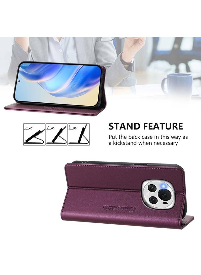 اس-توب جراب لهاتف Honor Magic6 Global RC01 مصنوع من الجلد ثنائي الطي مع خاصية الشفط المغناطيسي بتقنية RFID - Image 4