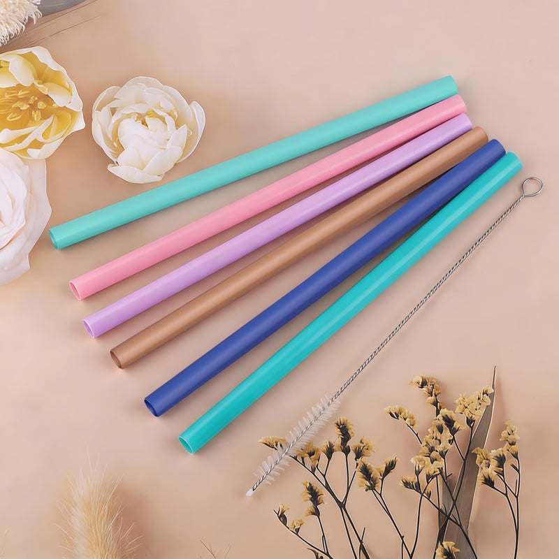 Joshey 6PCS Replacement Straws for Owala FreeSip 24oz & 32oz Water Bottles - Reusable Plastic Straws with 1 Cleaning Brush, Travel Tumbler Accessories Parts - 6 Colors - Image 5