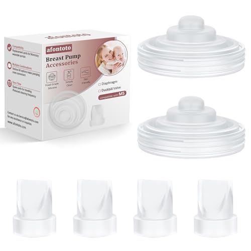 afontoto 4Pack Silicone Duckbill Valve & 2Pack Silicone Diaphragm Compatible with Momcozy M5 Wearable Breastpump, Electric Breast Pump Replacement Parts for M5, Breastfeeding Essential Accessories - Image 1