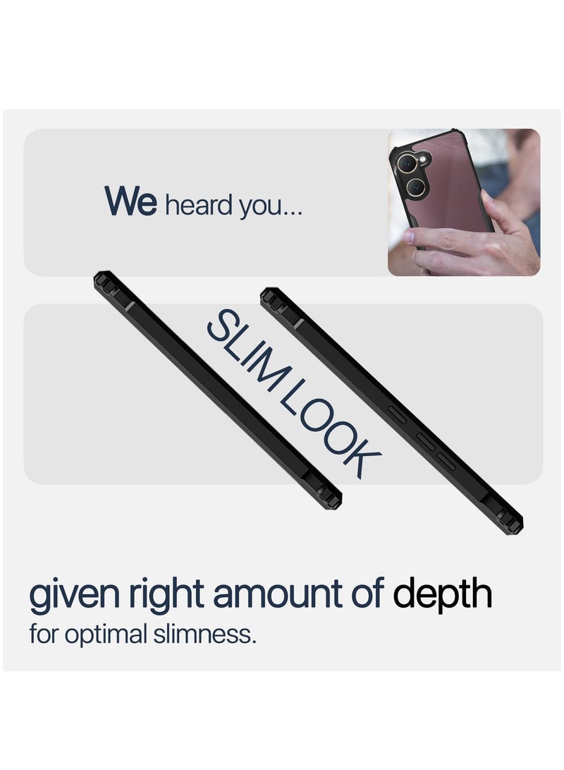 Wtech Luxury Airbag Bumper Shockproof Shell Transparent Acrylic With Camera Lens Protection Case Cover For Vivo Y03 Clear/Black - Image 5