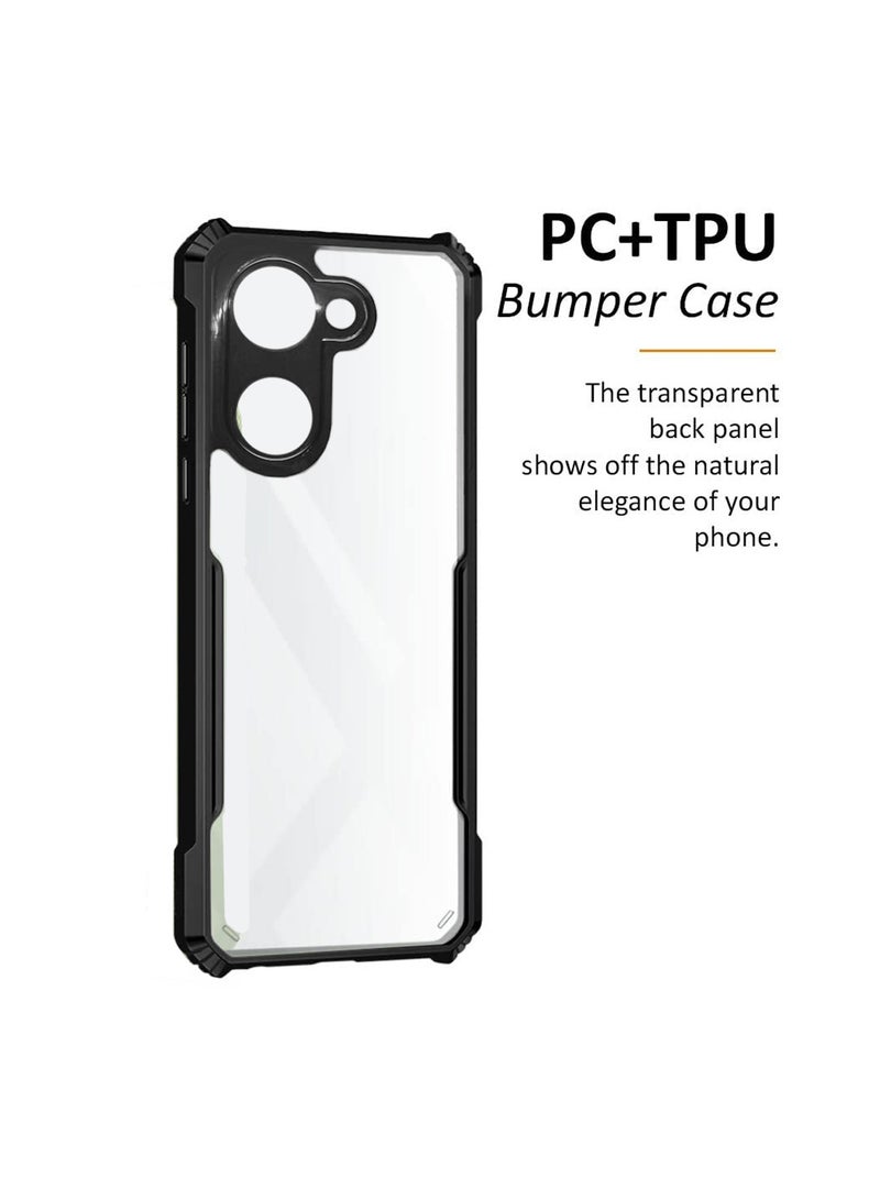 Wtech Luxury Airbag Bumper Shockproof Shell Transparent Acrylic With Camera Lens Protection Case Cover For Vivo Y03 Clear/Black - Image 2