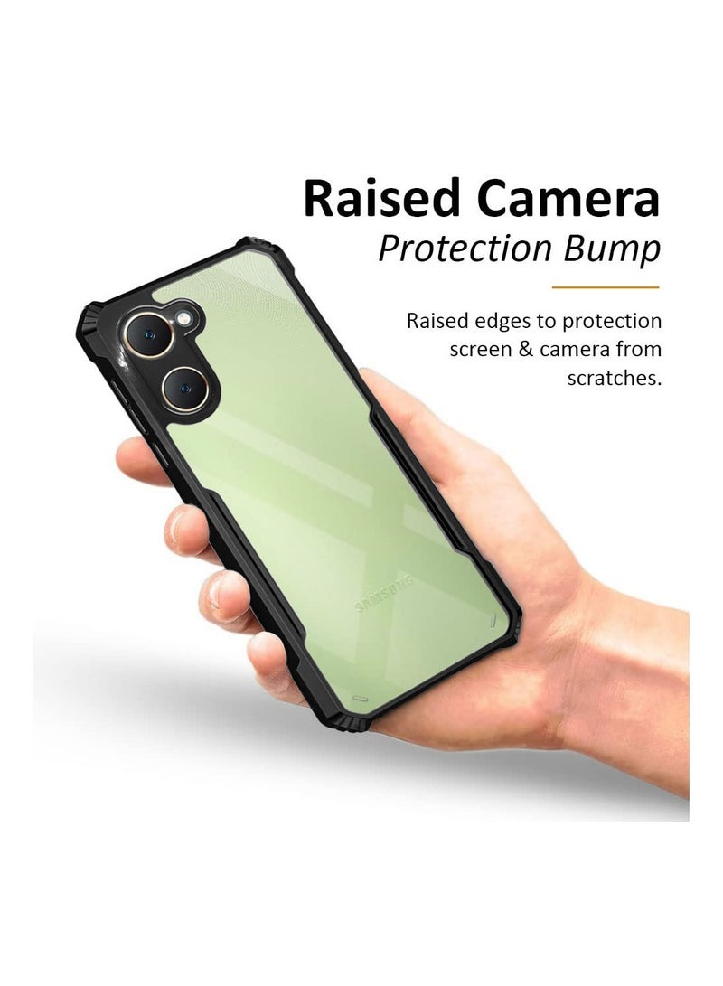 Wtech Luxury Airbag Bumper Shockproof Shell Transparent Acrylic With Camera Lens Protection Case Cover For Vivo Y03 Clear/Black - Image 3