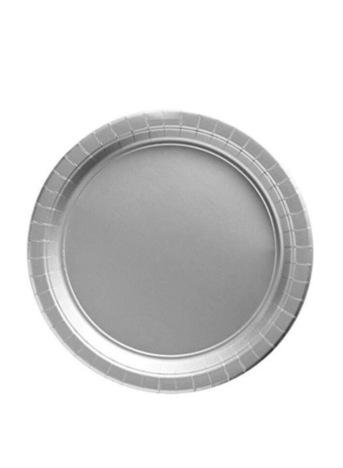 Amscan Big Party Pack Paper, Silver Plates, 9" - Image 1