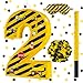 Lcoor Construction Birthday Decorations Construction Number 2 Pinata with Stick Blindfold and Confetti Yellow and Black Striped Construction 2nd Birthday Party Decoration Supplies Construction 2 - Image 2