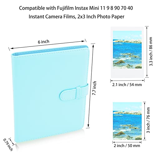 Hapeper 128 Pockets Photo Album Compatible with Fujifilm Instax Mini 12 11 9 8 90 70 40 Instant Camera Films and 2x3 Inch Photo Paper (Blue) - Image 3