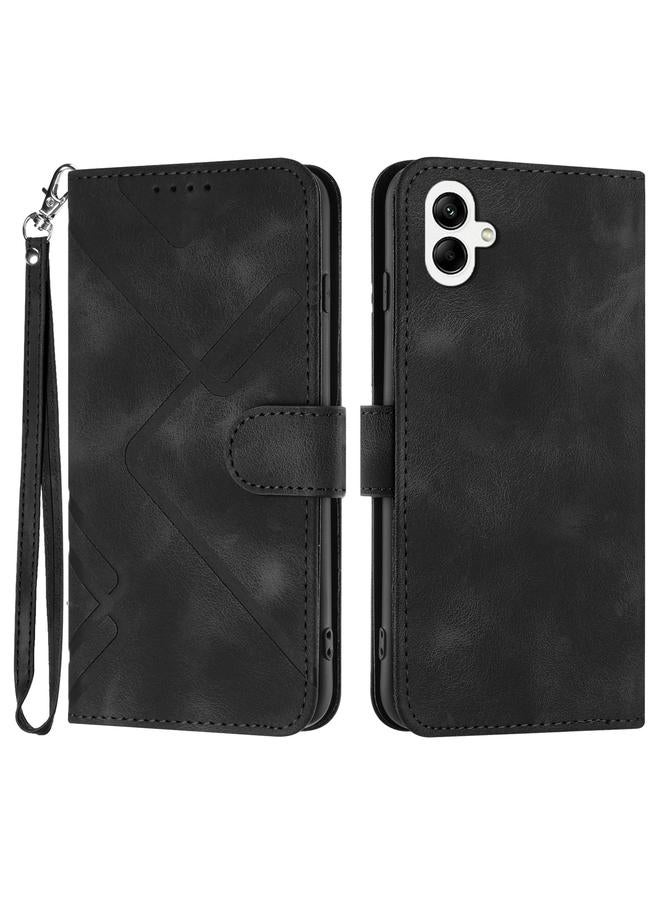 اس-توب جراب لهاتف Samsung Galaxy A04e بنمط خطوط من الجلد الملمس - Image 1