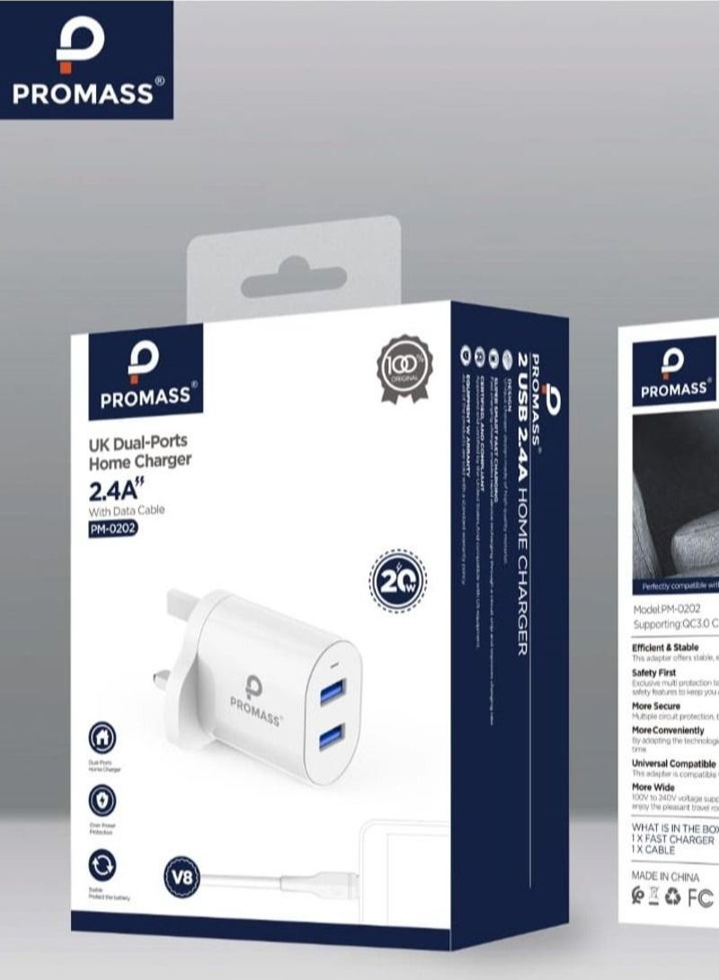 PROMASS 20W Home Wall Charger With Two USB Ports - Image 1