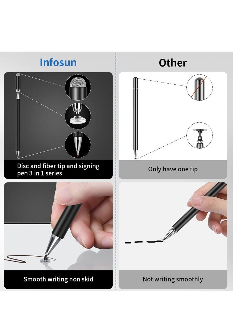 Stylus for iPad, Stylus Magnetic Disc Universal Stylus Pens Touch Screens for Apple/iPhone/iPad pro/Mini/Air/Android/Microsoft/Surface All Capacitive Touch Screens - Black