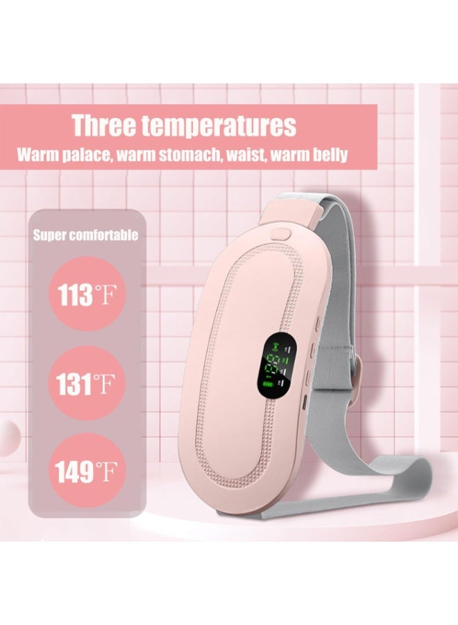 Menstrual Cramps Heating Pad, Portable Period Relief Belt with 4 Vibration Modes & 3 Heat Settings, Pink - Image 3