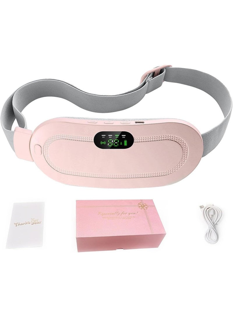 Menstrual Cramps Heating Pad, Portable Period Relief Belt with 4 Vibration Modes & 3 Heat Settings, Pink - Image 1