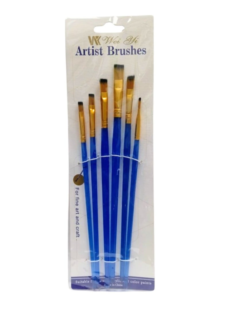 Generic Paint Brushes Set,6 Sizes Nylon Hair Artist Painting Brush Kit for Acrylic, Oil Watercolor, Face Nail Body Art, Miniature Detailing & Rock Painting - Image 1
