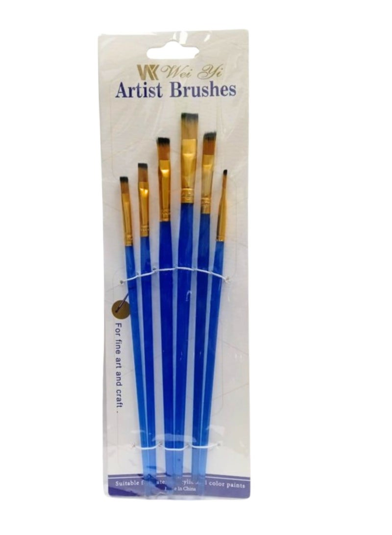 Generic Paint Brushes Set,6 Sizes Nylon Hair Artist Painting Brush Kit for Acrylic, Oil Watercolor, Face Nail Body Art, Miniature Detailing & Rock Painting - Image 2