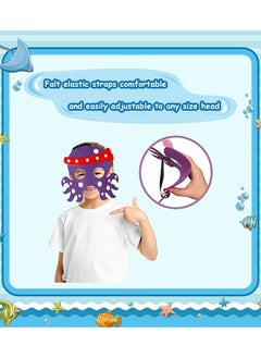 SYOSI SYOSI 8Pcs Shark Octopus Dress-Up Masks Blindfold Costumes Party Favors for Kids Boys Girls Under The Sea Themed Birthday Party Supplies  - Image 3