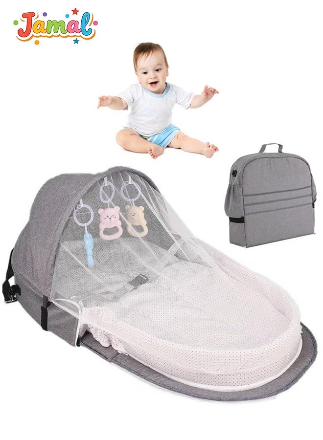 Jamal Baby Bed Portable Baby Bed Foldable Infant Crib With Cartoon Toys Detachable Cotton Cover Suitable for Travel and Home Use Easy to Carry - Image 1