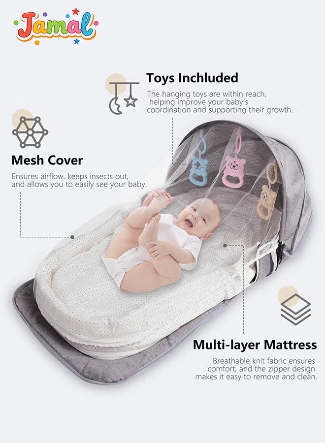 Jamal Baby Bed Portable Baby Bed Foldable Infant Crib With Cartoon Toys Detachable Cotton Cover Suitable for Travel and Home Use Easy to Carry - Image 2