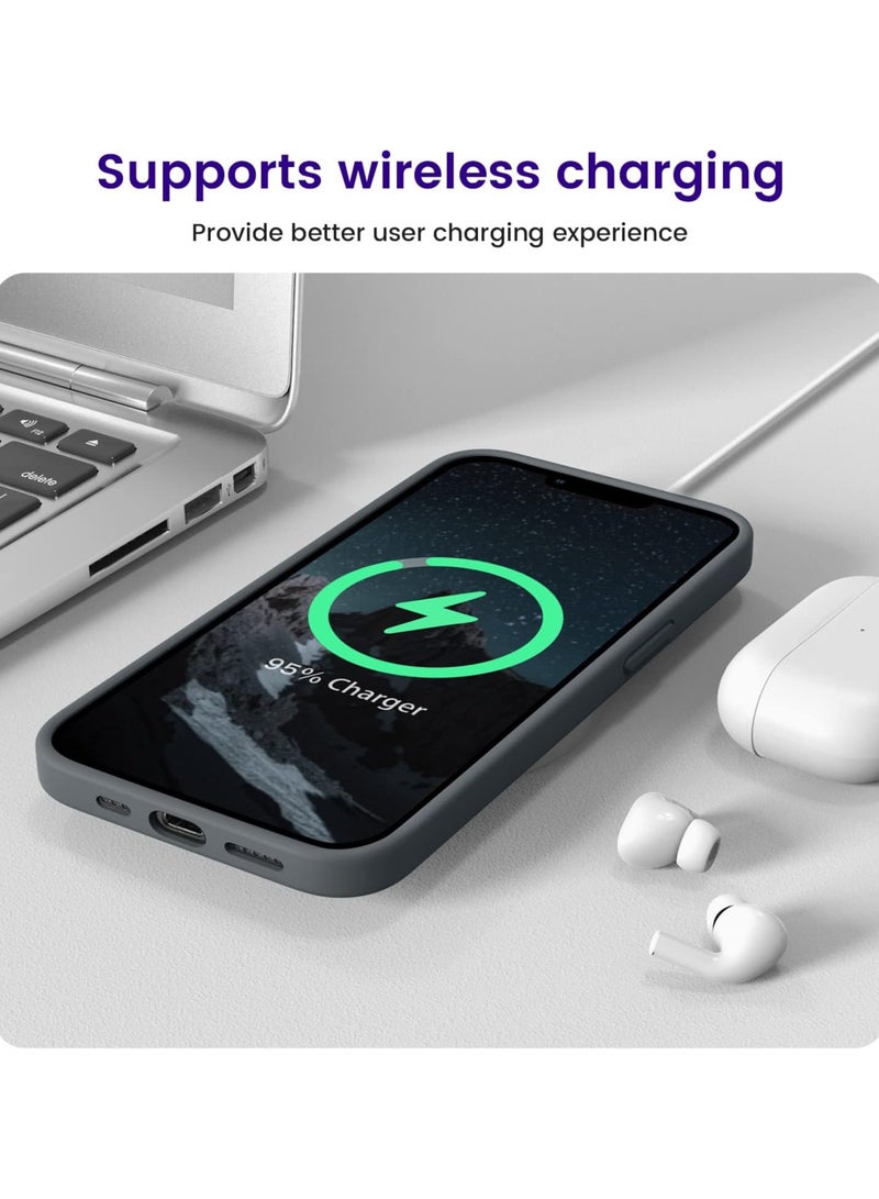 ACLIX Silicone Case Compatible with iPhone 13 and iPhone 14, Slim Liquid Silicone, Layers of Soft Gel Rubber Shockproof, Protective Phone Case Cover with TPU Lining (Dark Grey) - Image 5