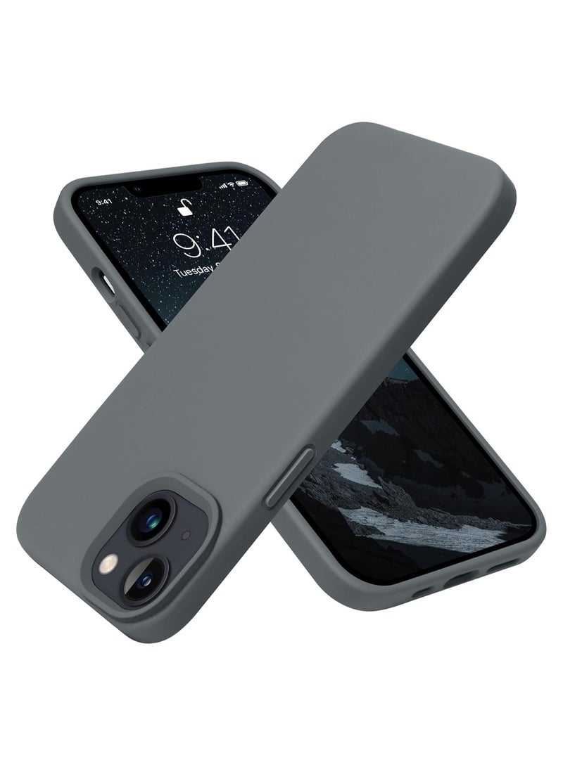 ACLIX Silicone Case Compatible with iPhone 13 and iPhone 14, Slim Liquid Silicone, Layers of Soft Gel Rubber Shockproof, Protective Phone Case Cover with TPU Lining (Dark Grey) - Image 1