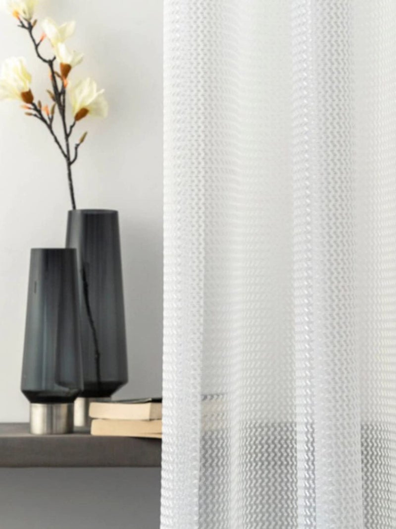 Curtain King Lightweight Sheer Curtains Set of 2 White 9 Feet Long Door Drapes Elegant Airy Polyester Net Curtains for Home Balcony Office Dcor - Image 1