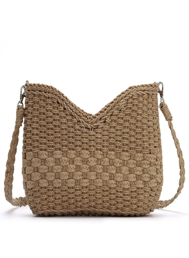 KUANG! Handmade Woven Shoulder Bag for Women Summer Beach Straw Purse Crossbody Handbag with Strap - Image 1