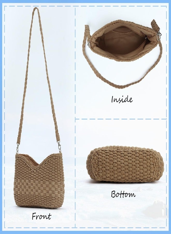 KUANG! Handmade Woven Shoulder Bag for Women Summer Beach Straw Purse Crossbody Handbag with Strap - Image 5
