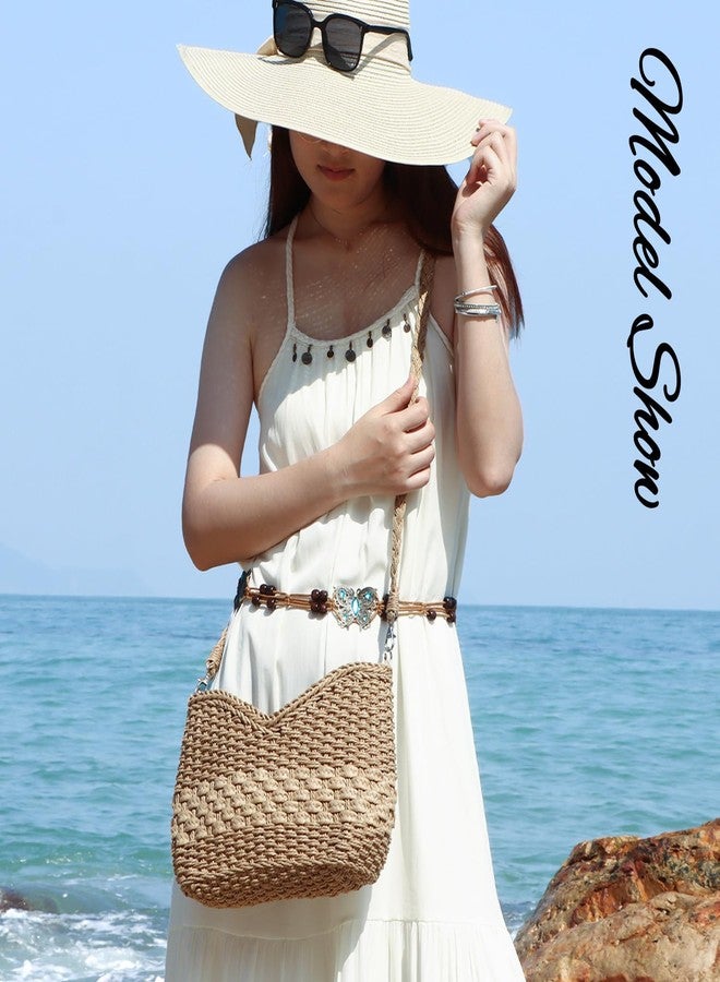 KUANG! Handmade Woven Shoulder Bag for Women Summer Beach Straw Purse Crossbody Handbag with Strap - Image 3