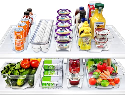 Sorbus Fridge Organizer Bins  Set of 8 Refrigerator Organizers and Storage Containers Stackable Freezer Bins and House Essentials for New Home BPAFree Pantry Drawer Organizers
