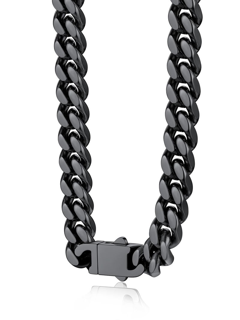 Bestyle Thick Black Cuban Link Chain for Men, Cubanas Cadenas Hombres 9MM Black Chunky Heavy Miami Cuban Chain Necklace, Mens Black Chain 22 Inch - Image 1