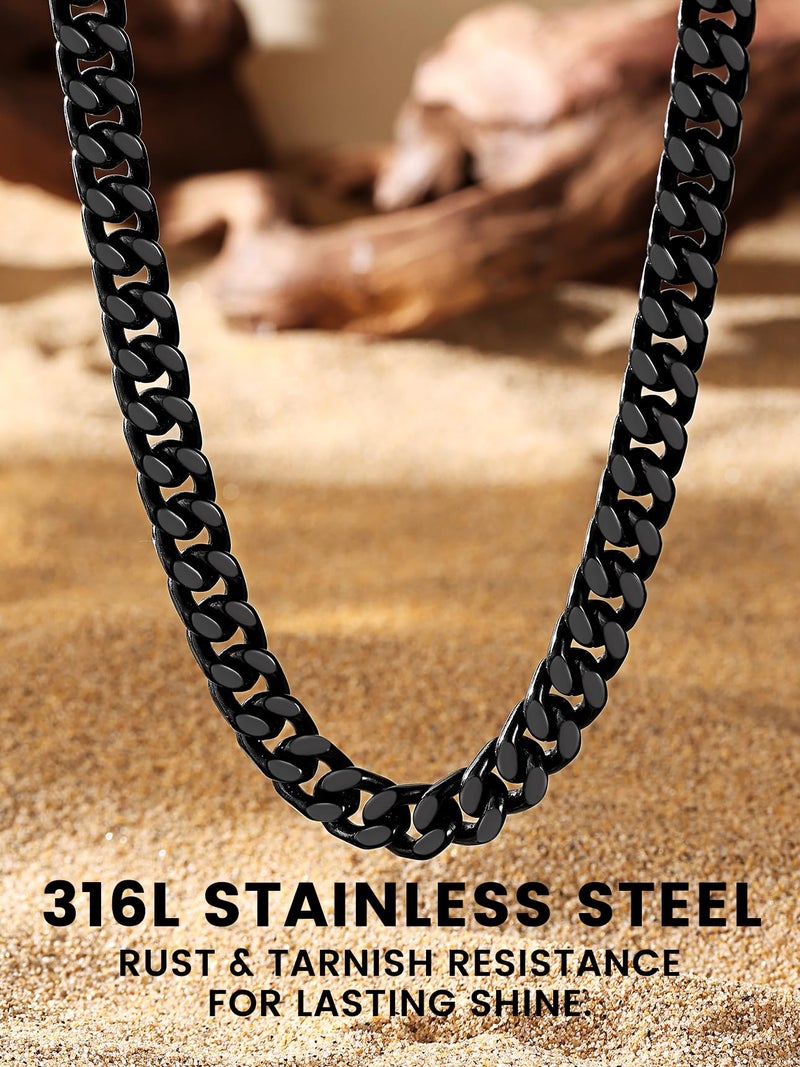Bestyle Thick Black Cuban Link Chain for Men, Cubanas Cadenas Hombres 9MM Black Chunky Heavy Miami Cuban Chain Necklace, Mens Black Chain 22 Inch - Image 3
