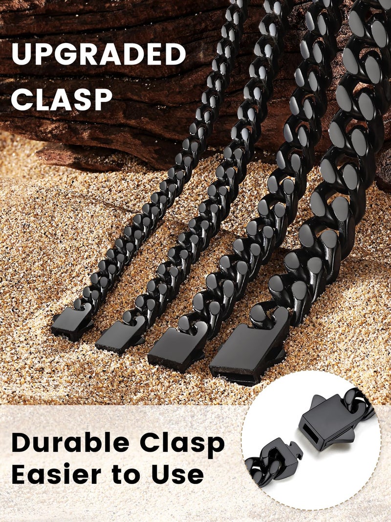 Bestyle Thick Black Cuban Link Chain for Men, Cubanas Cadenas Hombres 9MM Black Chunky Heavy Miami Cuban Chain Necklace, Mens Black Chain 22 Inch - Image 4