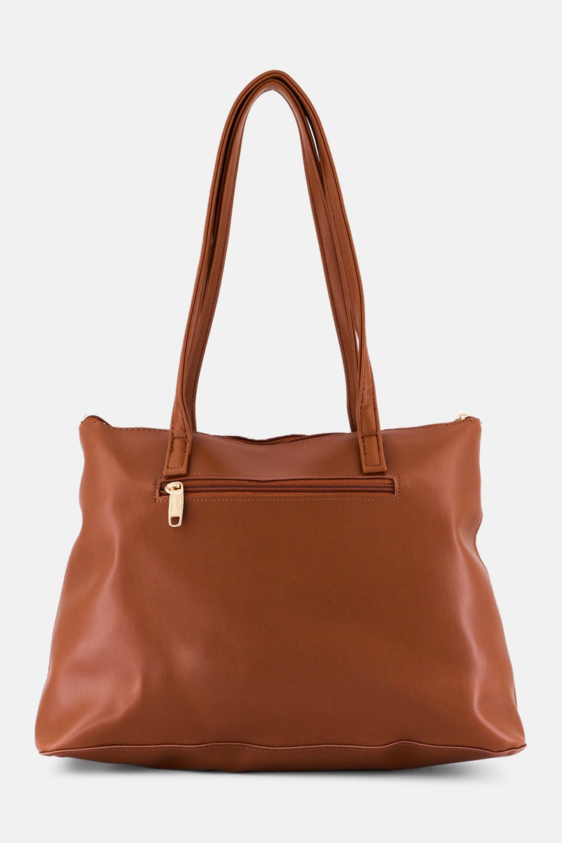 Lavie Women Brand Logo Croc Module Tote Bag, Brown - Image 2