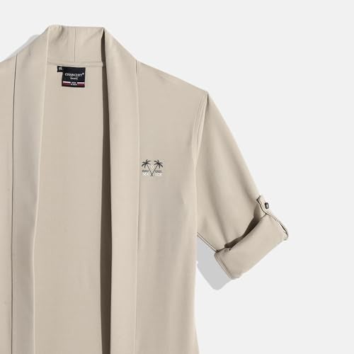 CAVIO Boys Full Sleeves Solid Shrug with T-Shirt Cream - Image 5