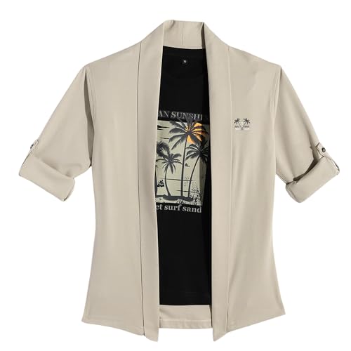 CAVIO Boys Full Sleeves Solid Shrug with T-Shirt Cream - Image 1
