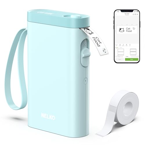 Nelko Label Maker Machine with Tape P21 Bluetooth Label Printer Wireless Mini Label Makers with Multiple Templates for Organizing Office Home Cyan - Image 1