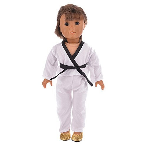 TianBo 18 Inch Girl Doll Clothes White Karate / Tae Kwon Do Outfit Includes Blouse, Pants and 5 Belts - Yellow, Green, red, Blue and Black - for 18inch Girl Doll NAA02 - Image 5