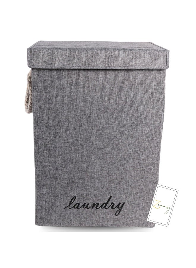 Laundry Basket with Lid, Foldable Laundry Basket with Rope Handles, Laundry Hamper, Waterproof Laundry Bag, Large Capacity 85L Storage Organizer for Clothes,Toys (Gray - 40x30x60cm) - Image 1