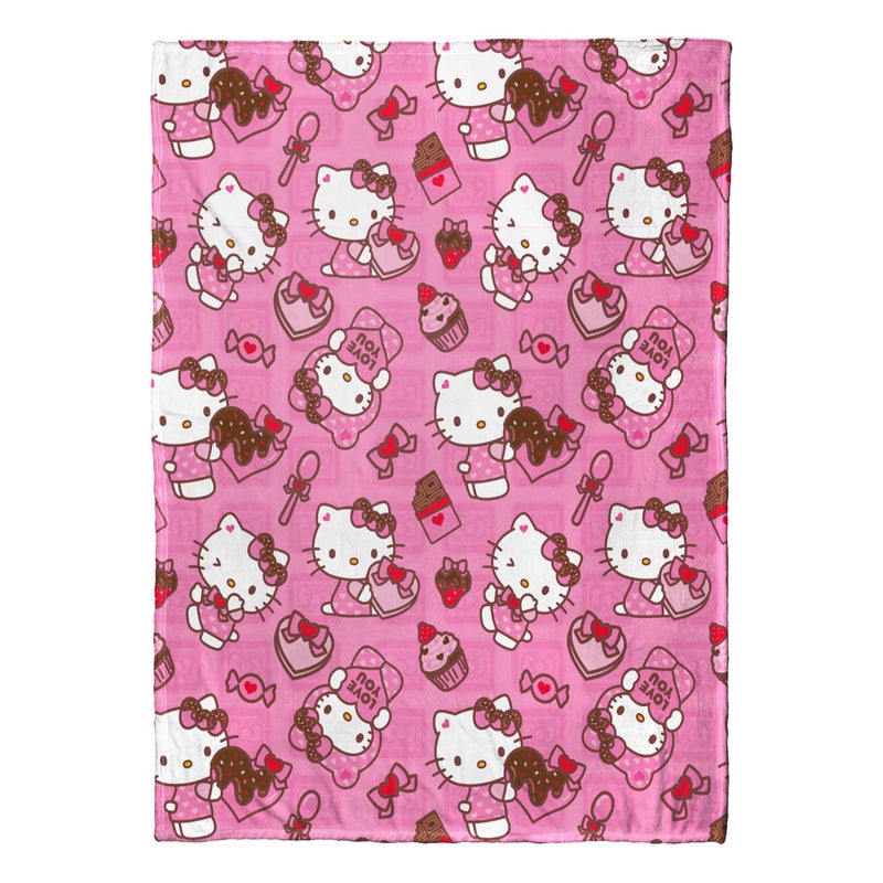 Northwest Hello Kitty Silk Touch Throw Blanket, 50" x 70", Love You Much - Image 1