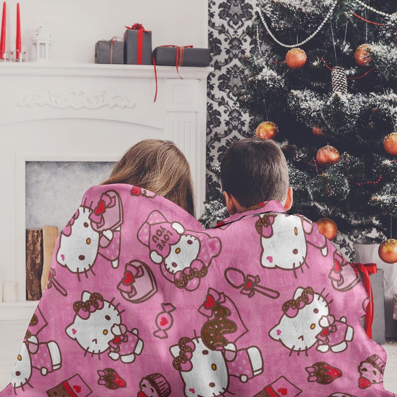 Northwest Hello Kitty Silk Touch Throw Blanket, 50" x 70", Love You Much - Image 2