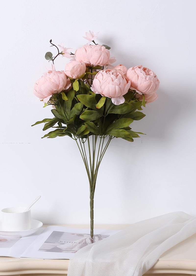 Duovlo Artificial Peony Silk Flowers Fake Flowers Vintage Wedding Home Decoration,Pack of 1 (New Pink) - Image 3
