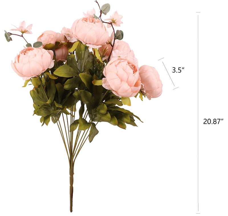 Duovlo Artificial Peony Silk Flowers Fake Flowers Vintage Wedding Home Decoration,Pack of 1 (New Pink) - Image 2