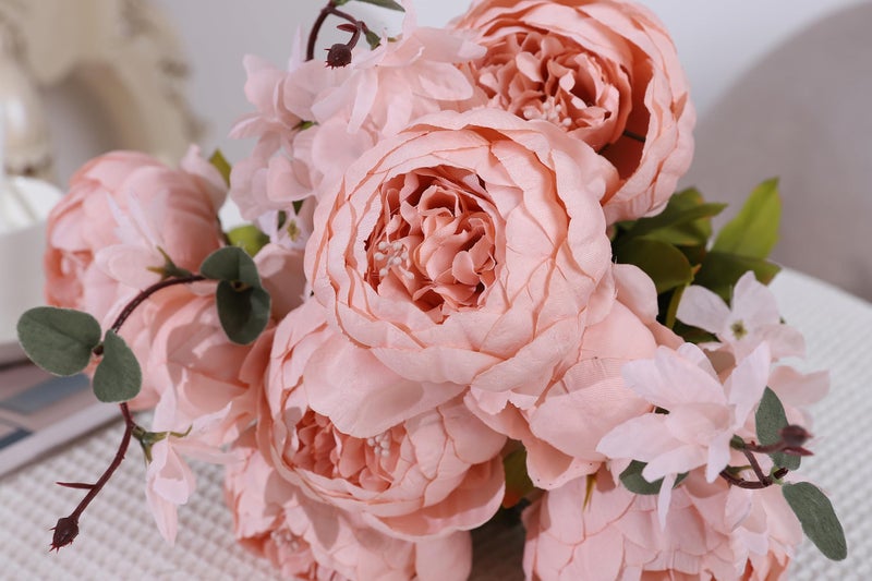 Duovlo Artificial Peony Silk Flowers Fake Flowers Vintage Wedding Home Decoration,Pack of 1 (New Pink) - Image 5