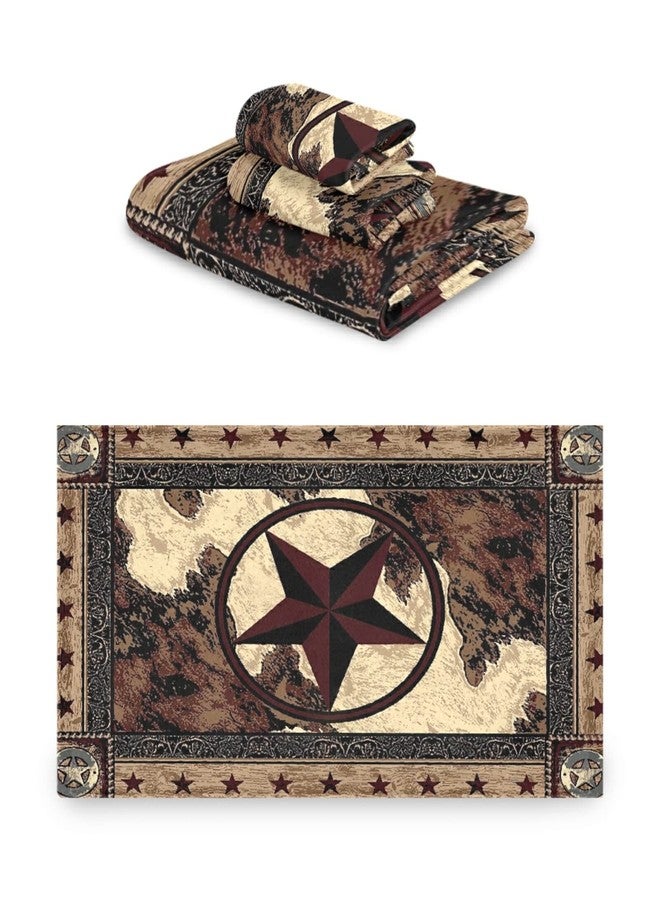HATESAH Texas Star Bath Towel Set, Soft, Highly Absorbent, Vintage Style, Rustic, Decorative, 3 Piece Set for Spa, Women - Image 2
