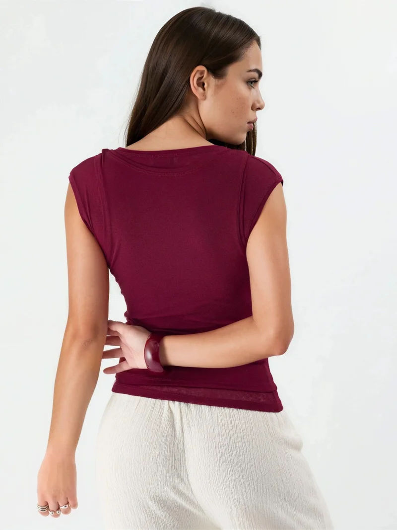 بوسيم BUSEM Sleeveless Crew Neck Blouse